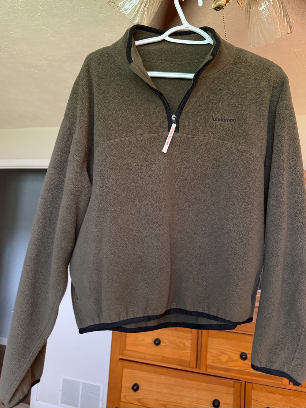 lululemon athletica Men's Olive Green Half-Zip Fleece Pullover